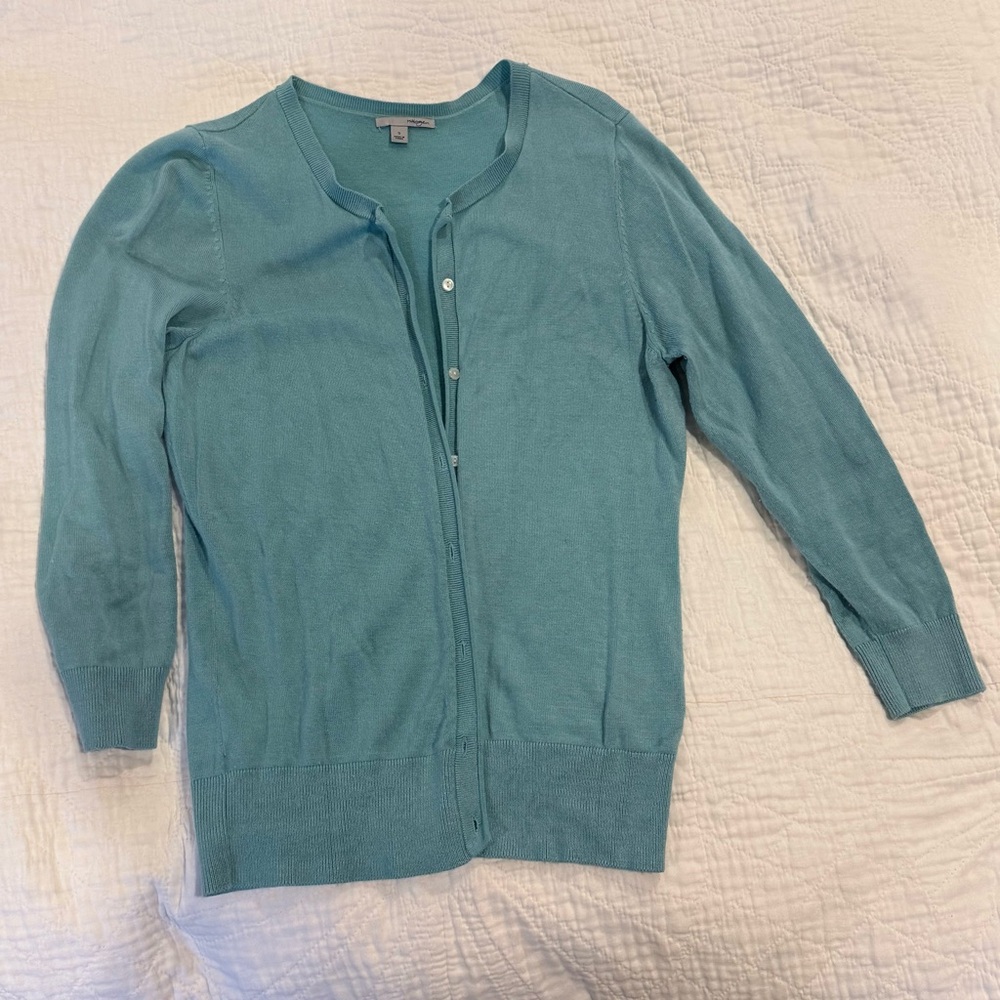 Halogen Aqua blue Cardigan soft button down Sweater women’s size small